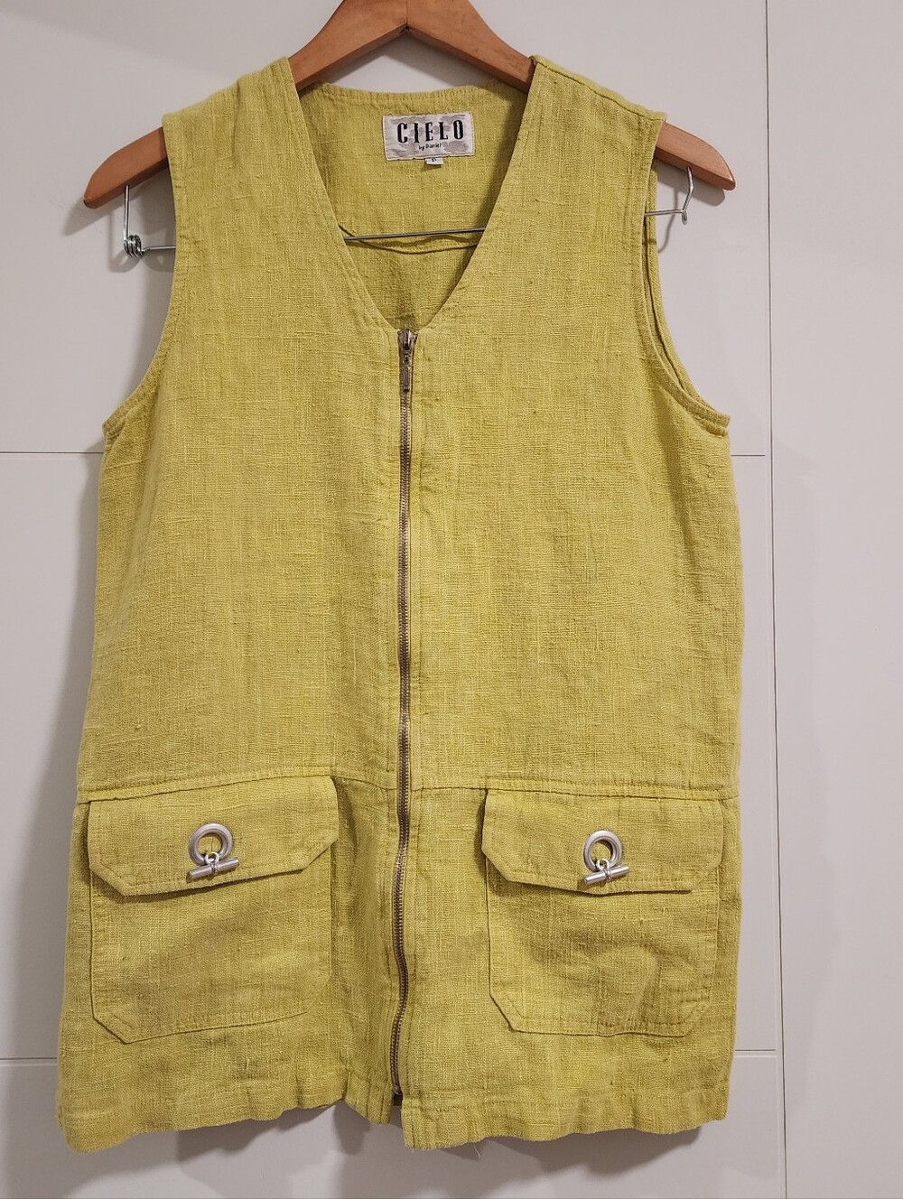 Cielo By Daniel Vintage 100% Linen Vest Tunic